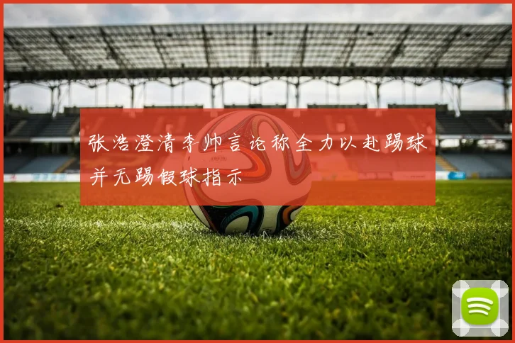 张浩澄清李帅言论称全力以赴踢球并无踢假球指示